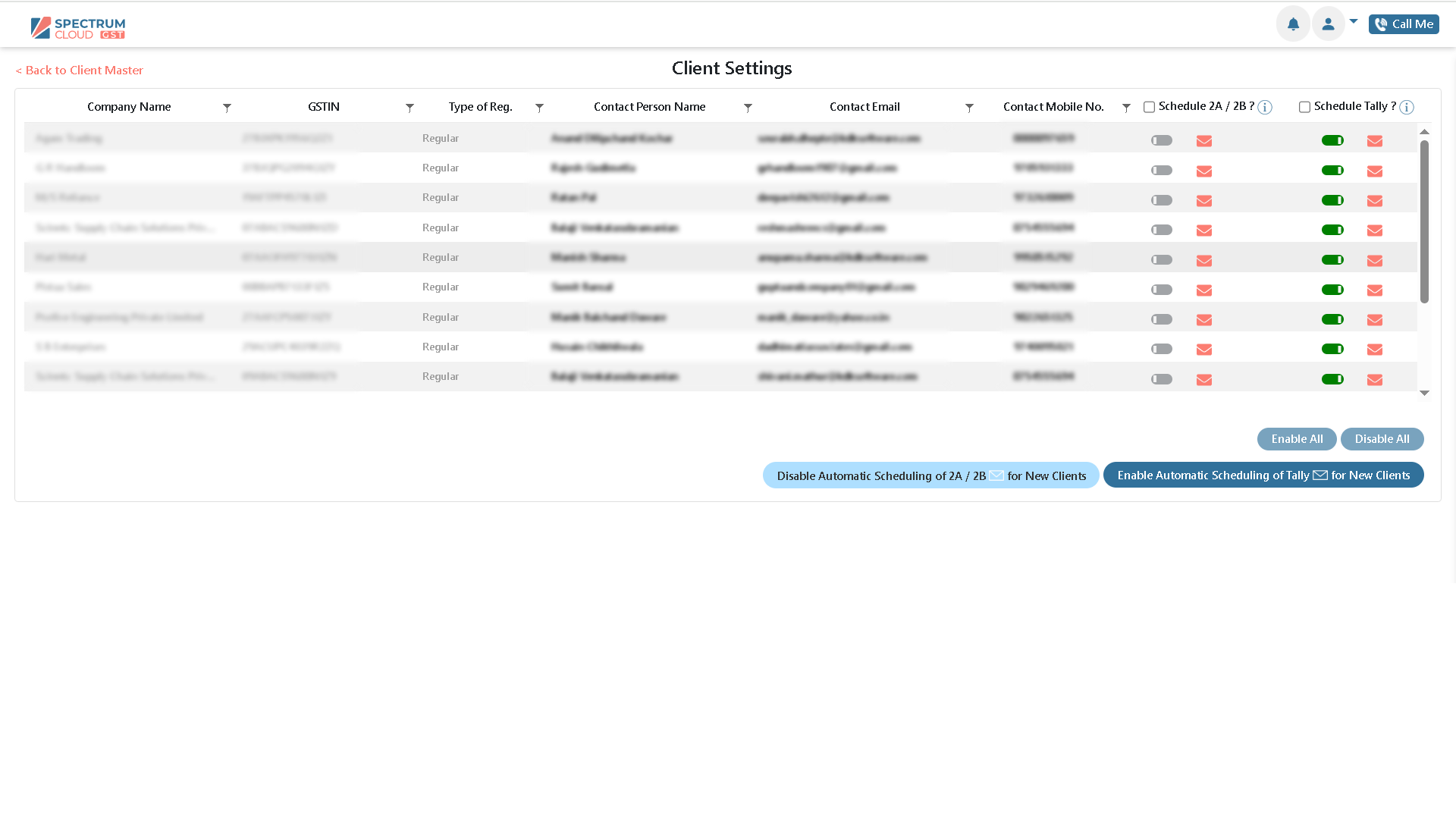 Schedule GSTR 2A and 2B reconciliation reports