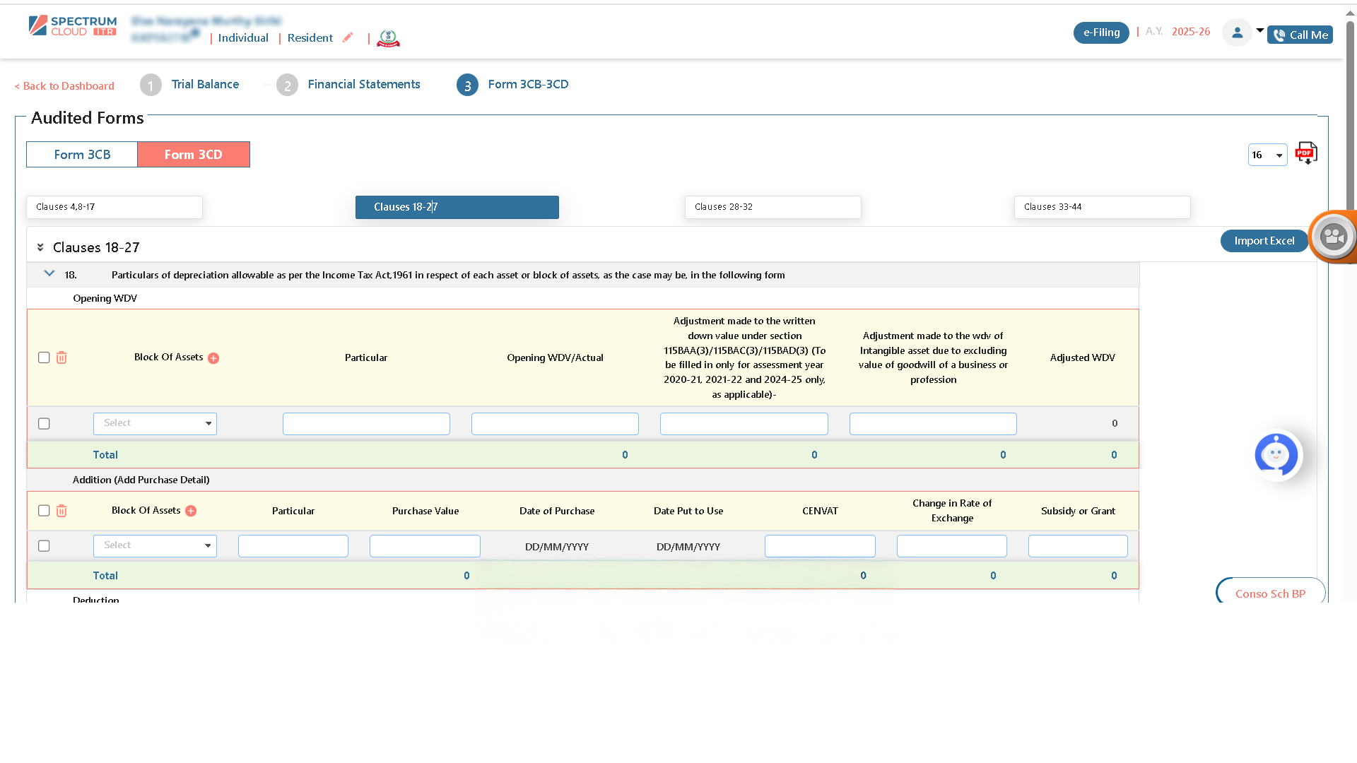 Tax audit forms in taxation software
